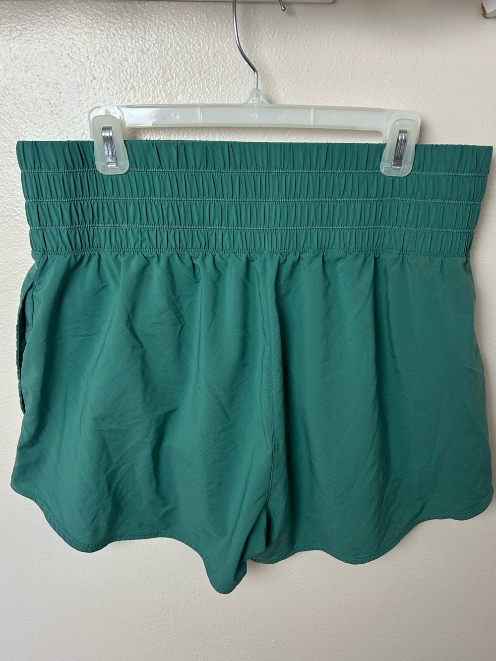 Nike Women's Dri-Fit High Waisted Forest Green Elastic-Waist Athletic Shorts - Picture 3 of 5